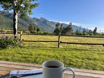 Morning coffee enjoying the view on the deck
