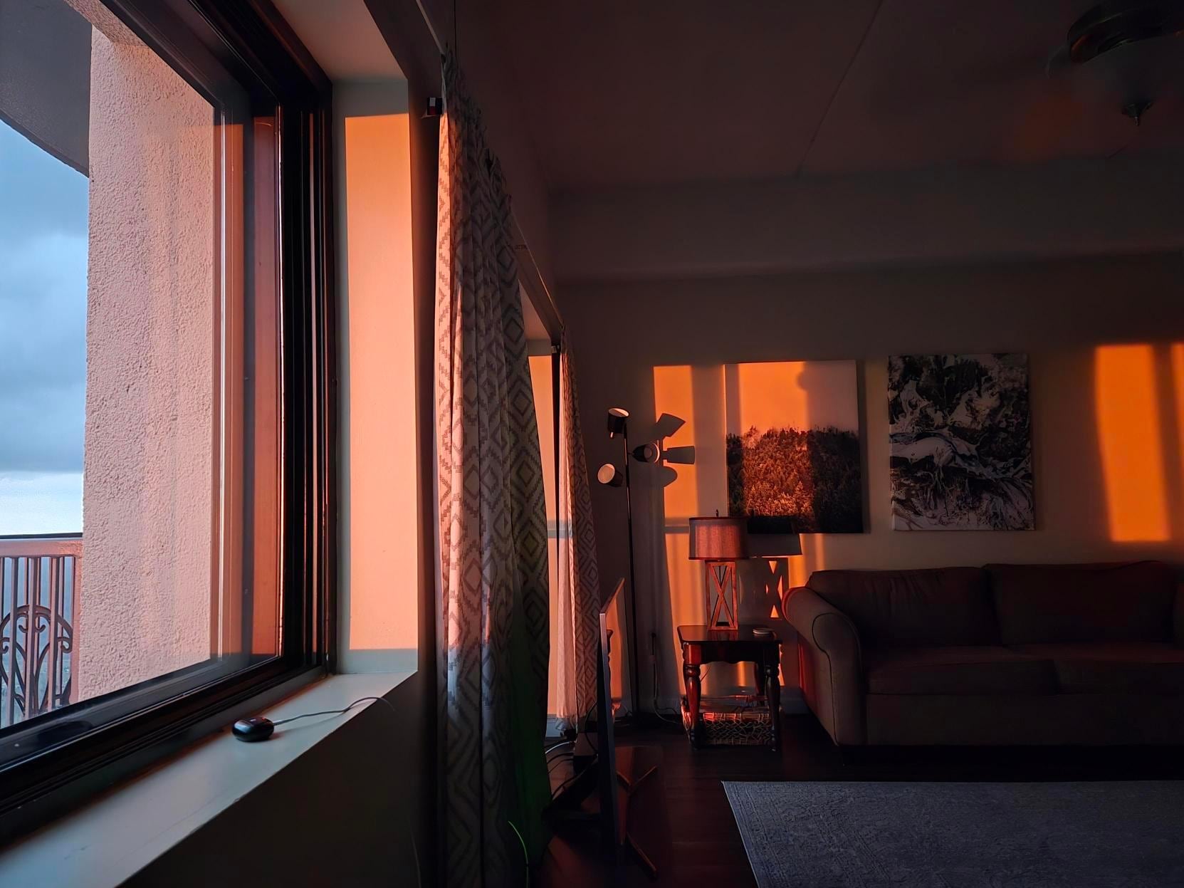 Living room during sunset