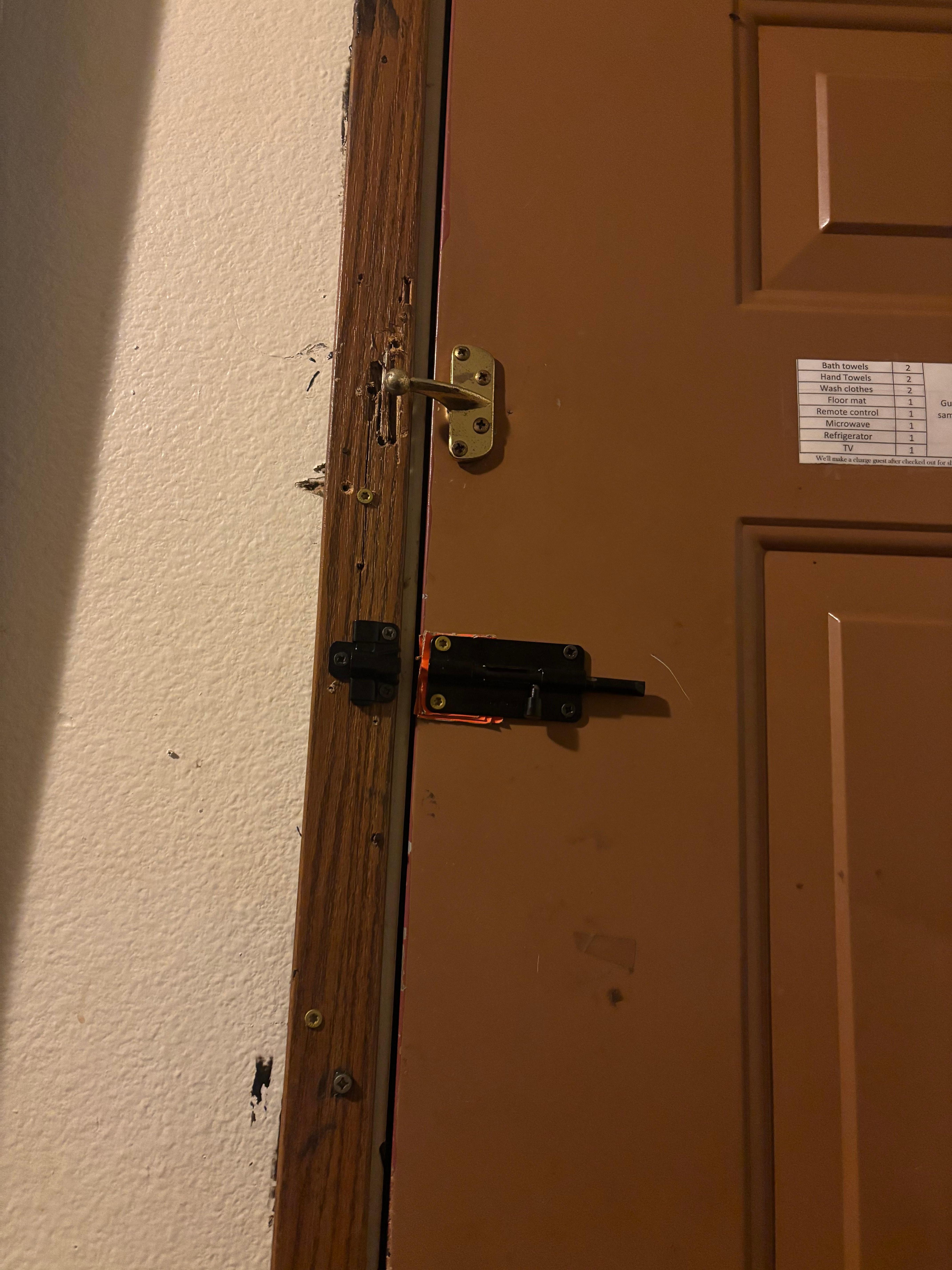 Should’ve taken more pictures but this gives an idea of holes everywhere, run down cheap motel 