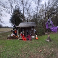 The entrance they decorated for Halloween!