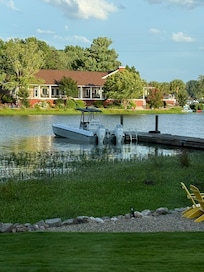 our 30' catamaran parked at the dock