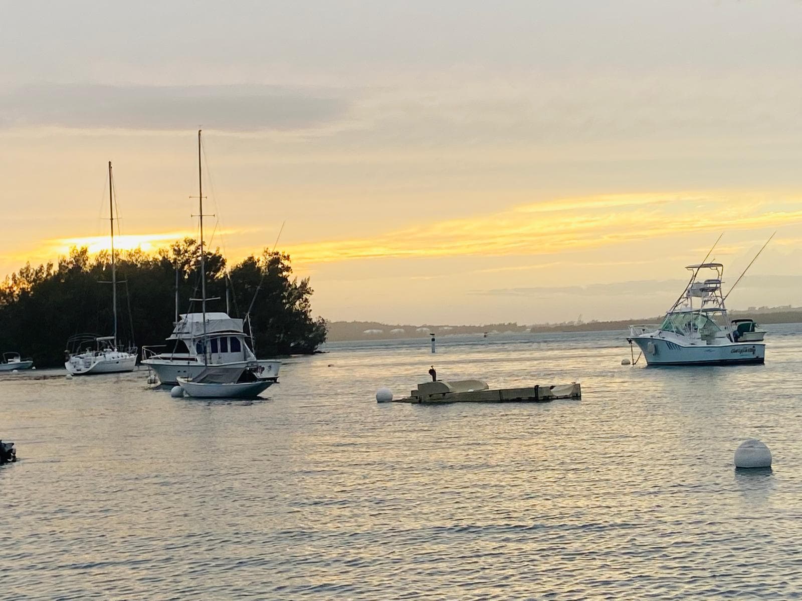 Sunset over the water from the private dock