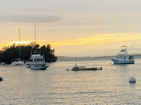 Sunset over the water from the private dock