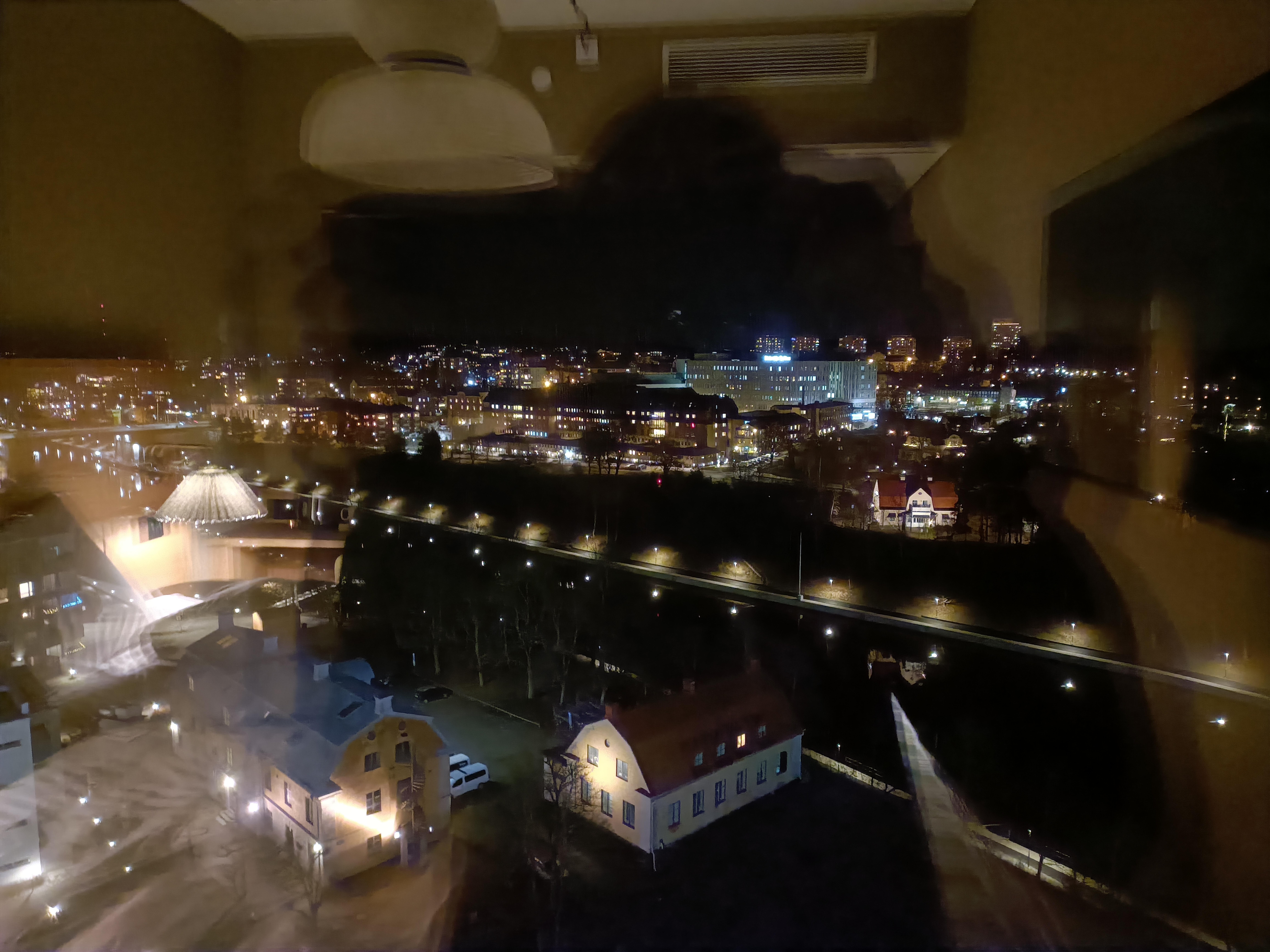 Utsikt vid ankomst till rum på 13:e våningen.