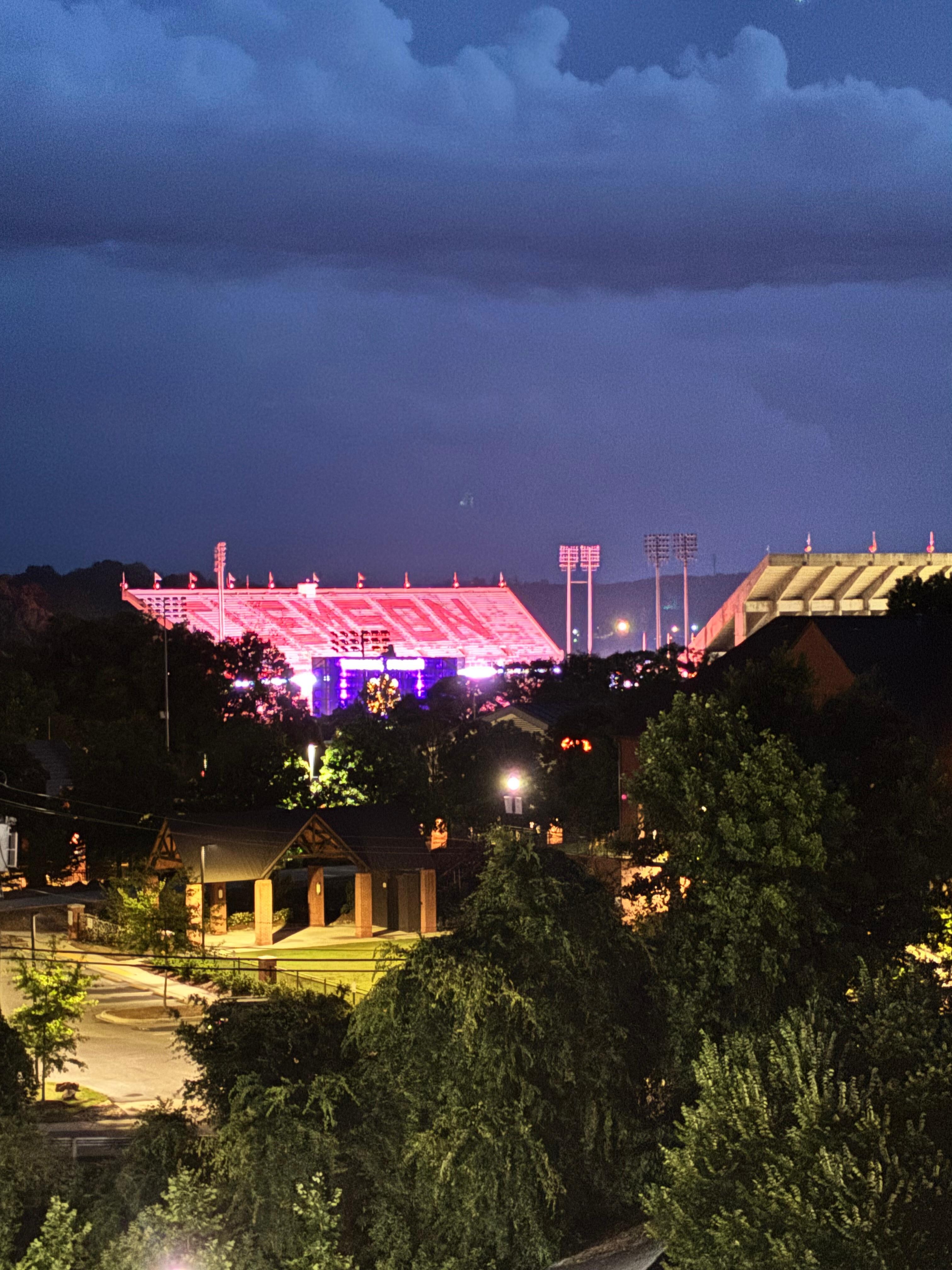 View of Memorial Stadium from rooftop lounge. 
