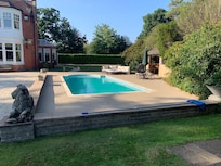 Probably my favourite area: the pool and the lovely sun room and side garden behind.