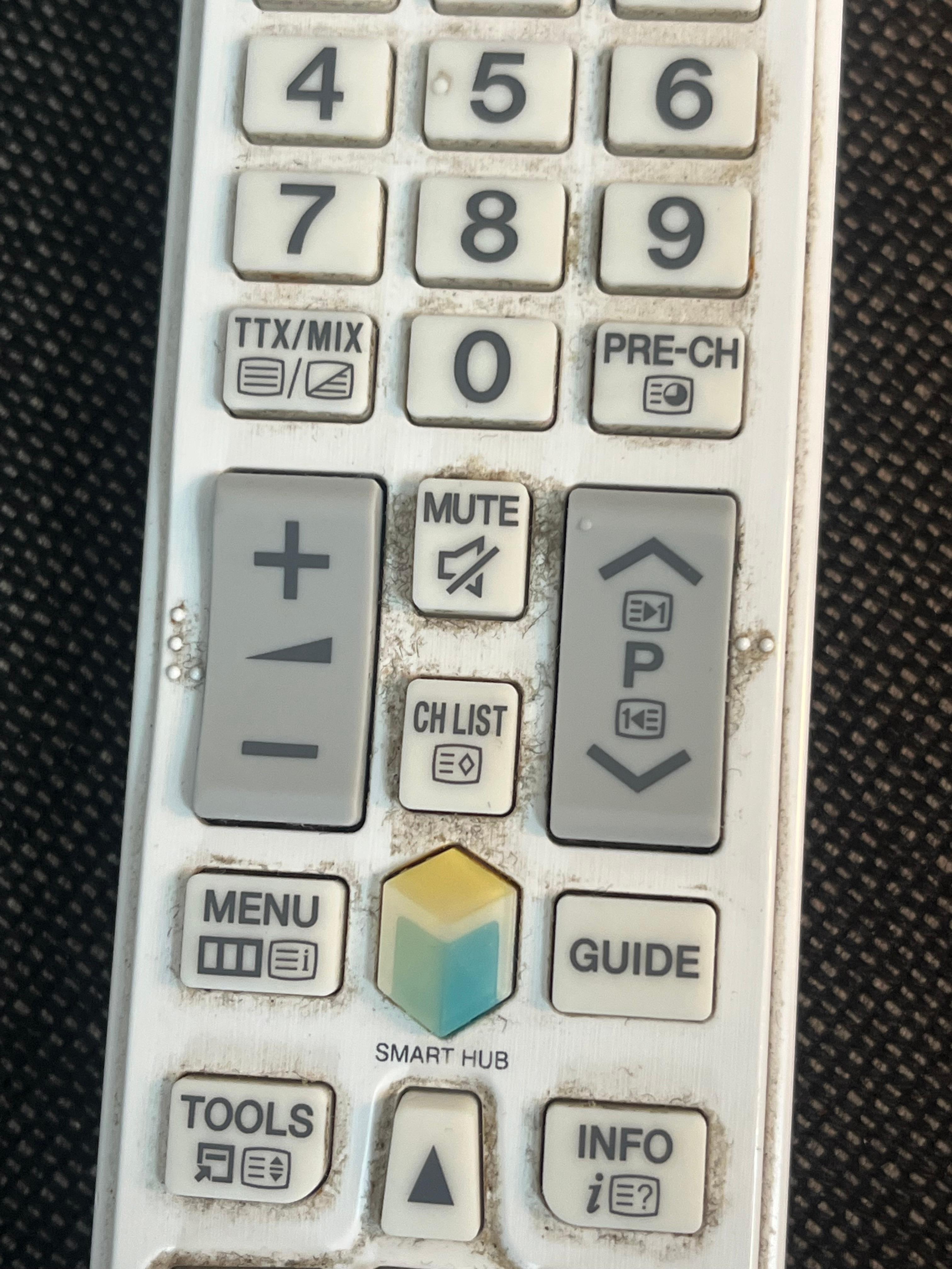 filthy remote for TV with audio that cut in and out 