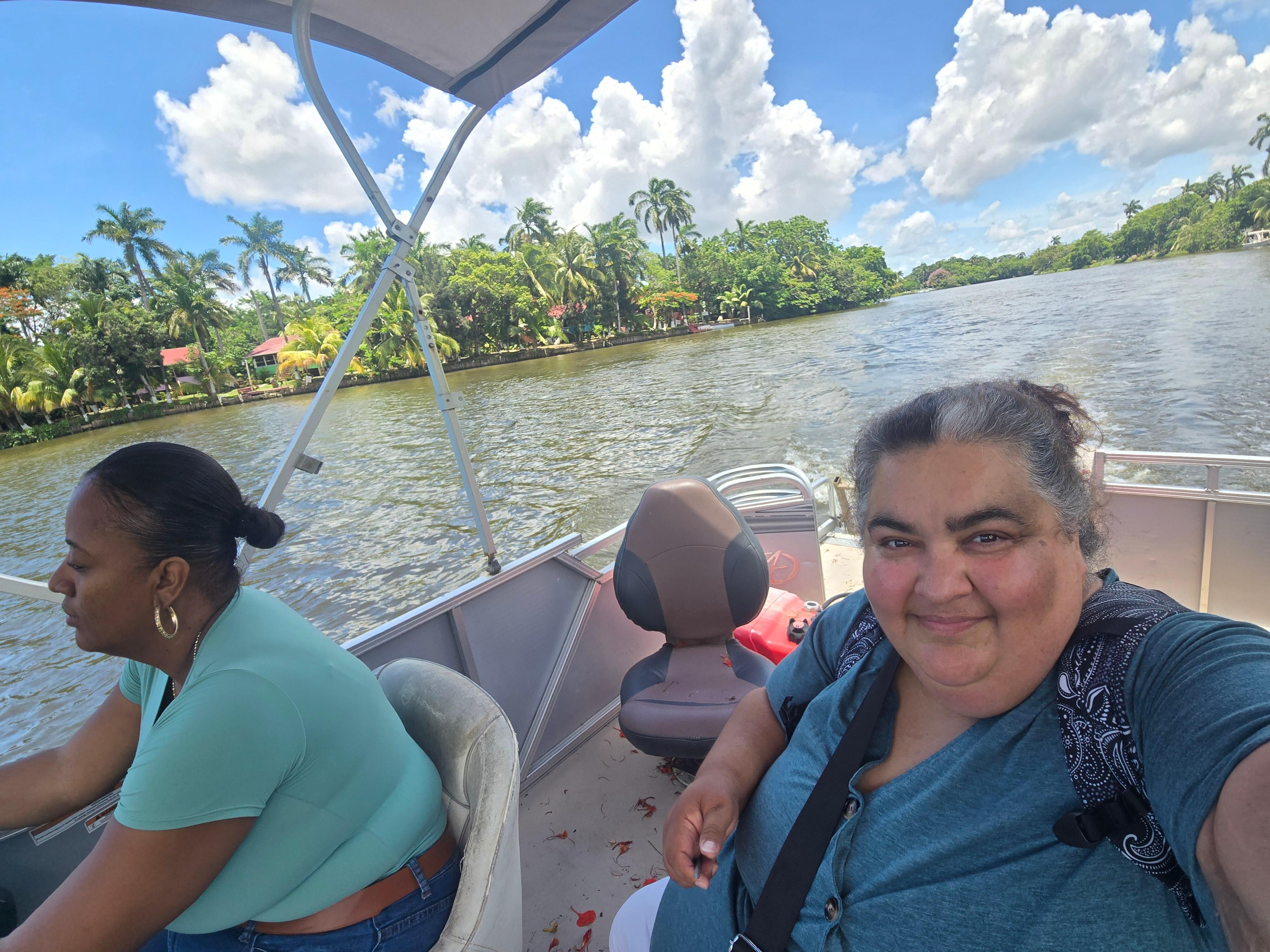 Boat took us across and back.
