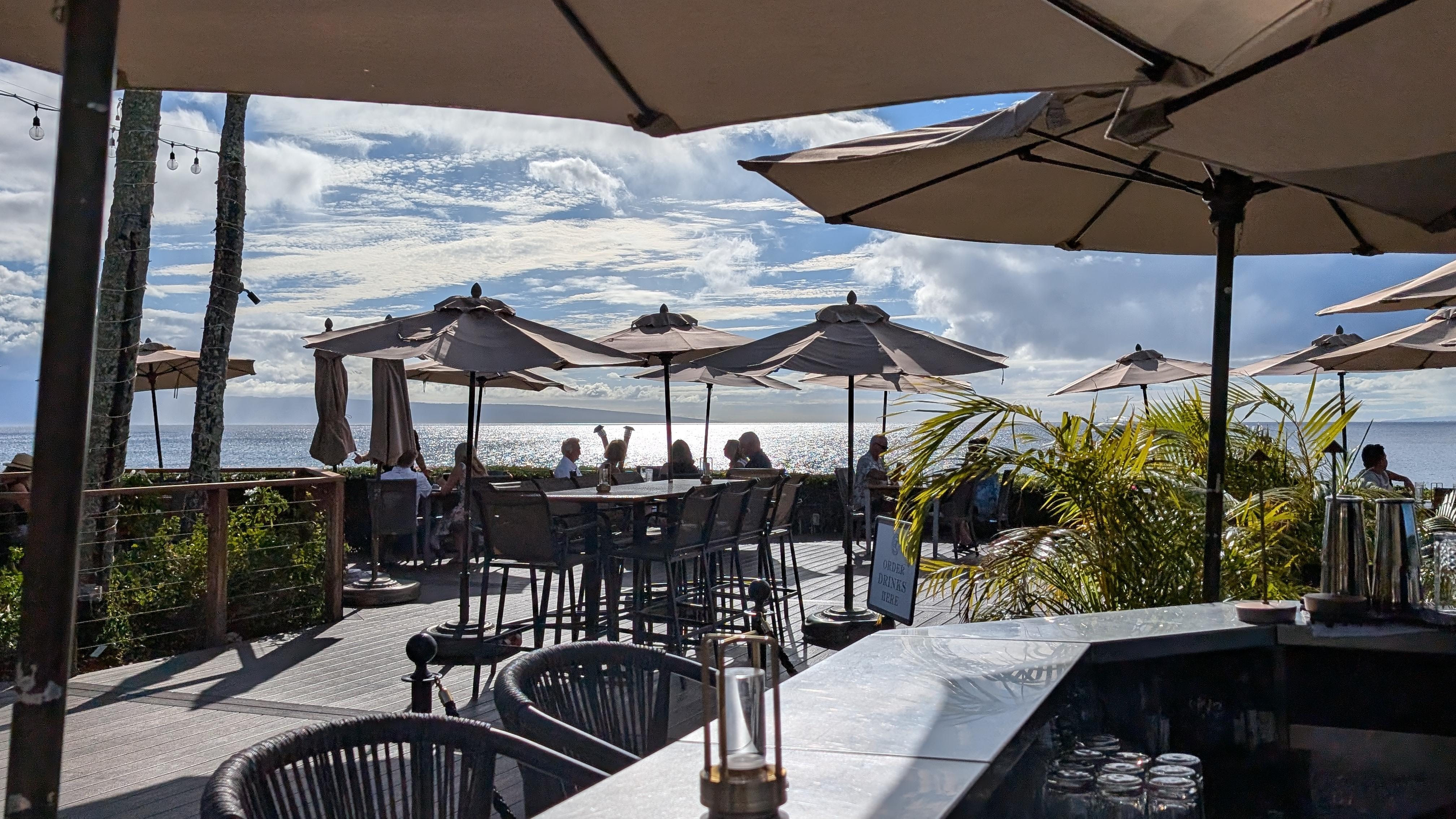 Merriman's outdoor bar. Awesome sunsets w/cocktails.