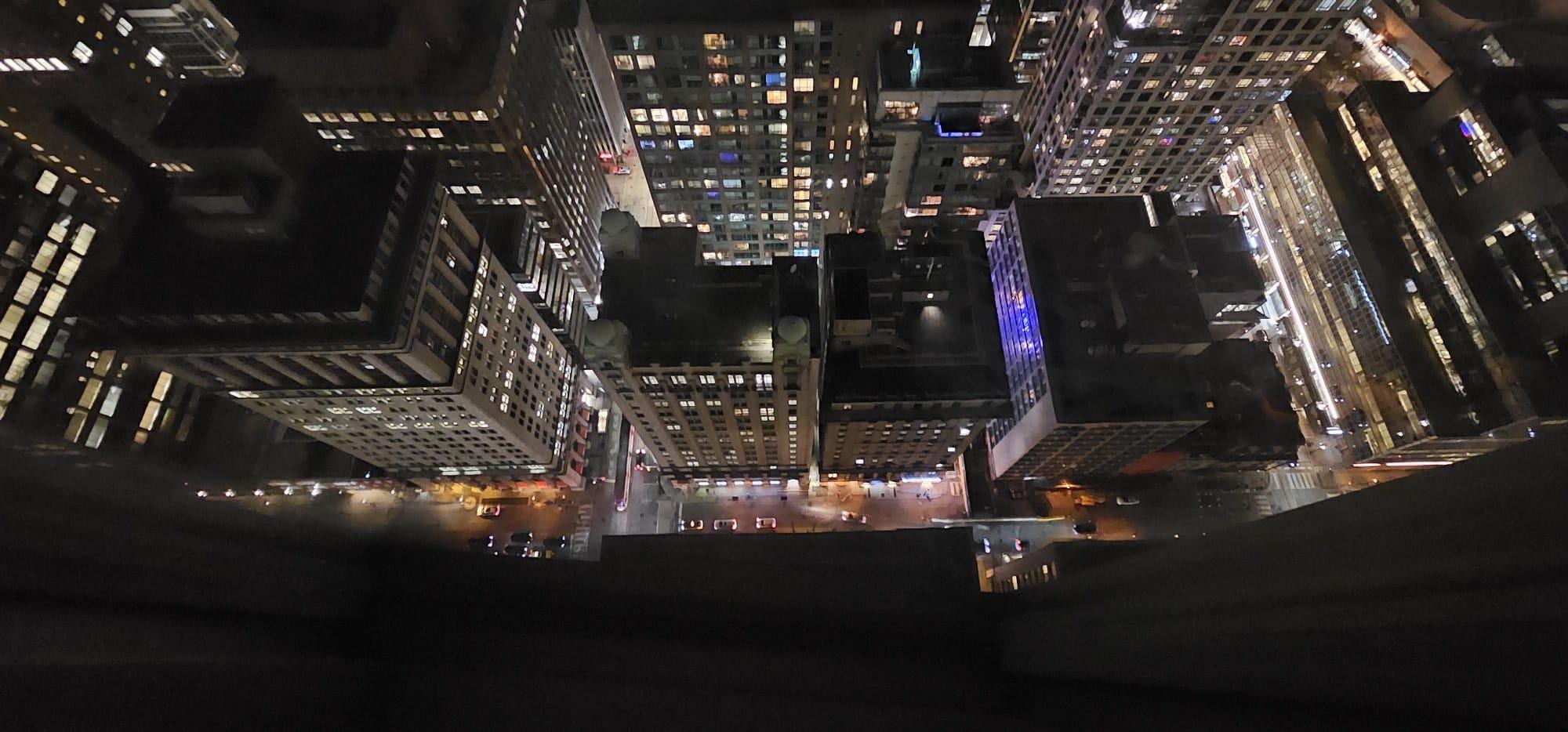 Looking down from room at night