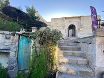 Hotel entrance up steps