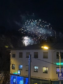 View of New Years fireworks from our room. This was one of about ten displays.
