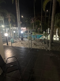 The view of the pool from our window- not a great photo sorry