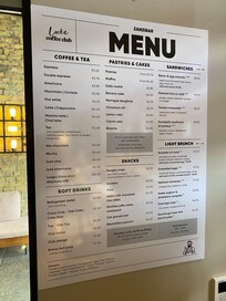 Menu at barista bar