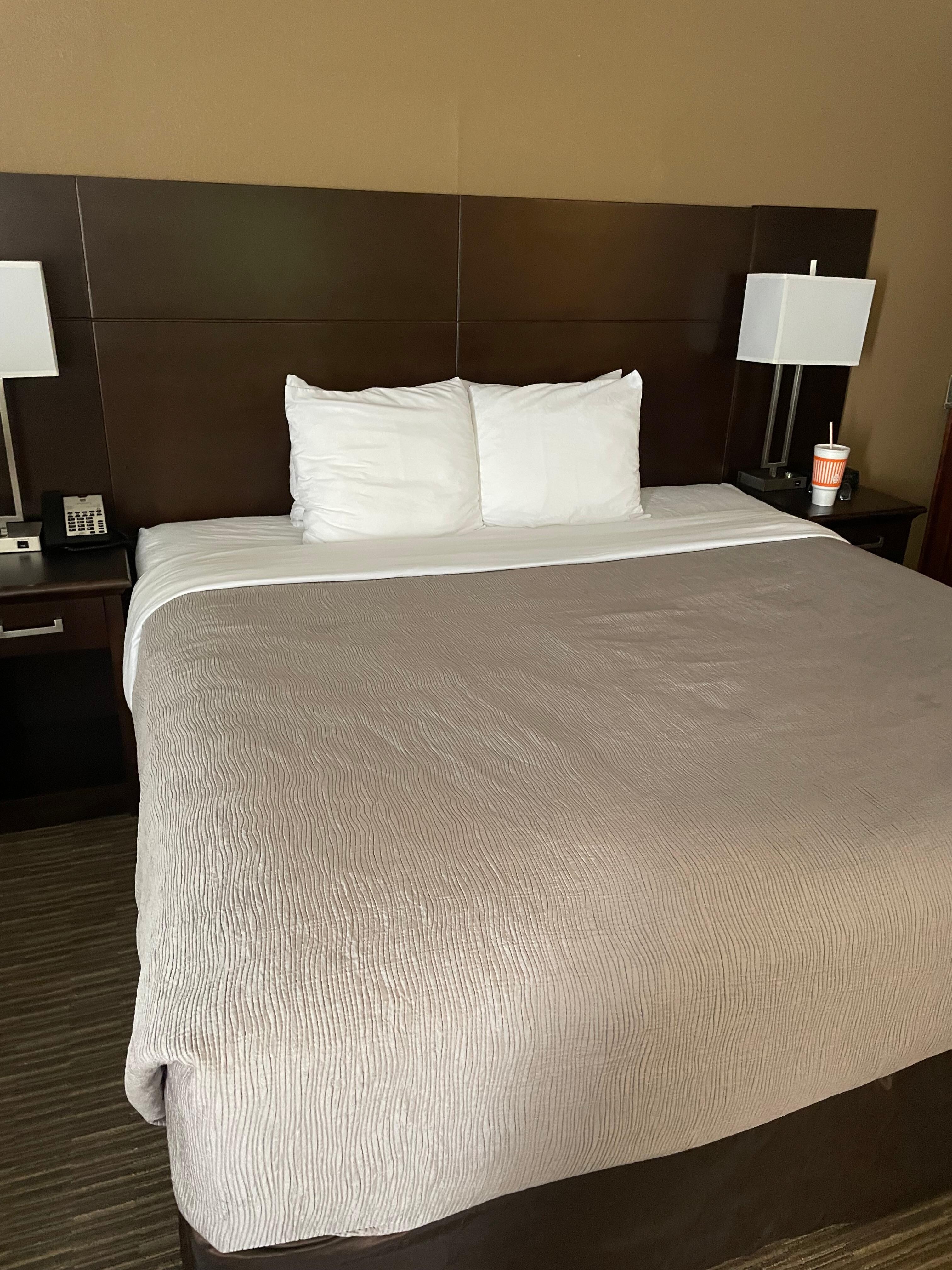King bed. Firm but comfortable