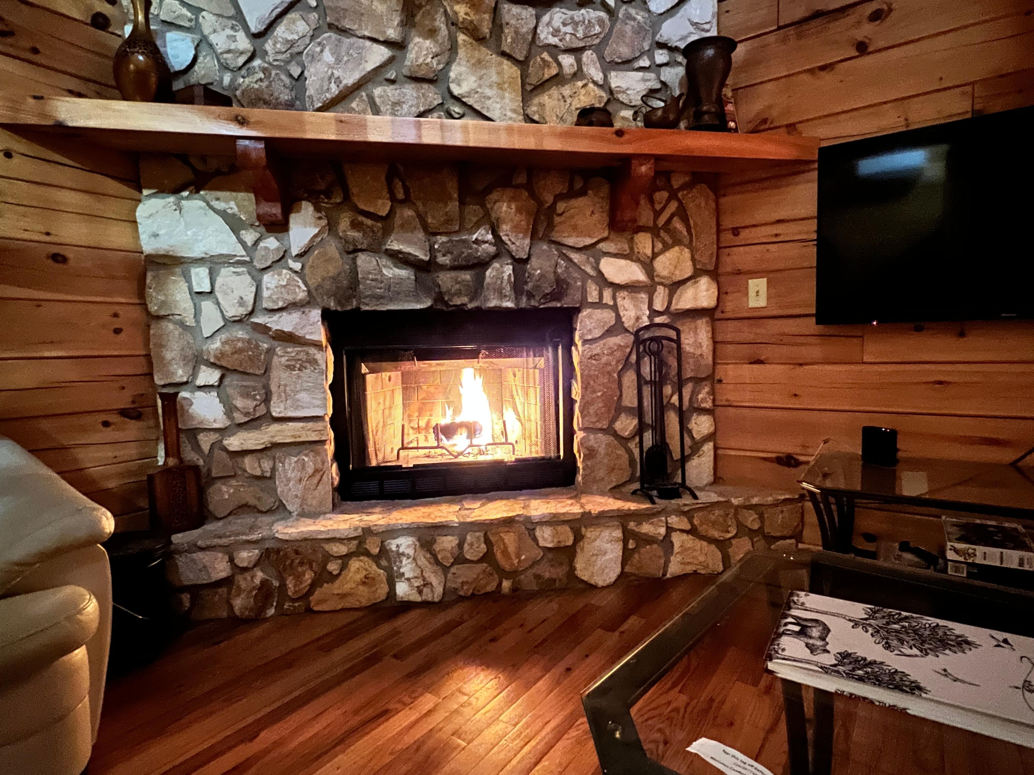 Enjoy the fireplace and some jazz with a nice glass of wine. 