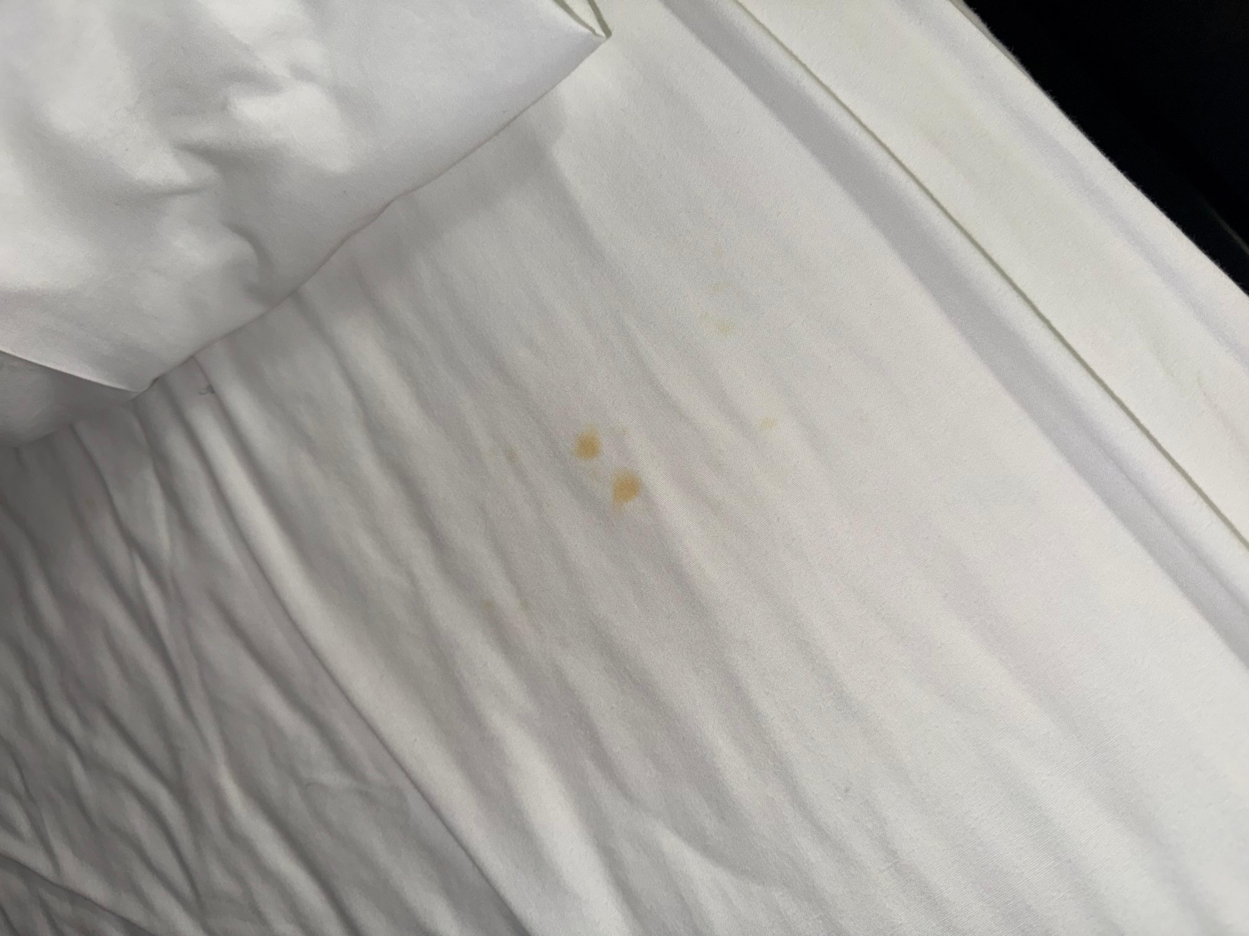 Food stains on the sheets 