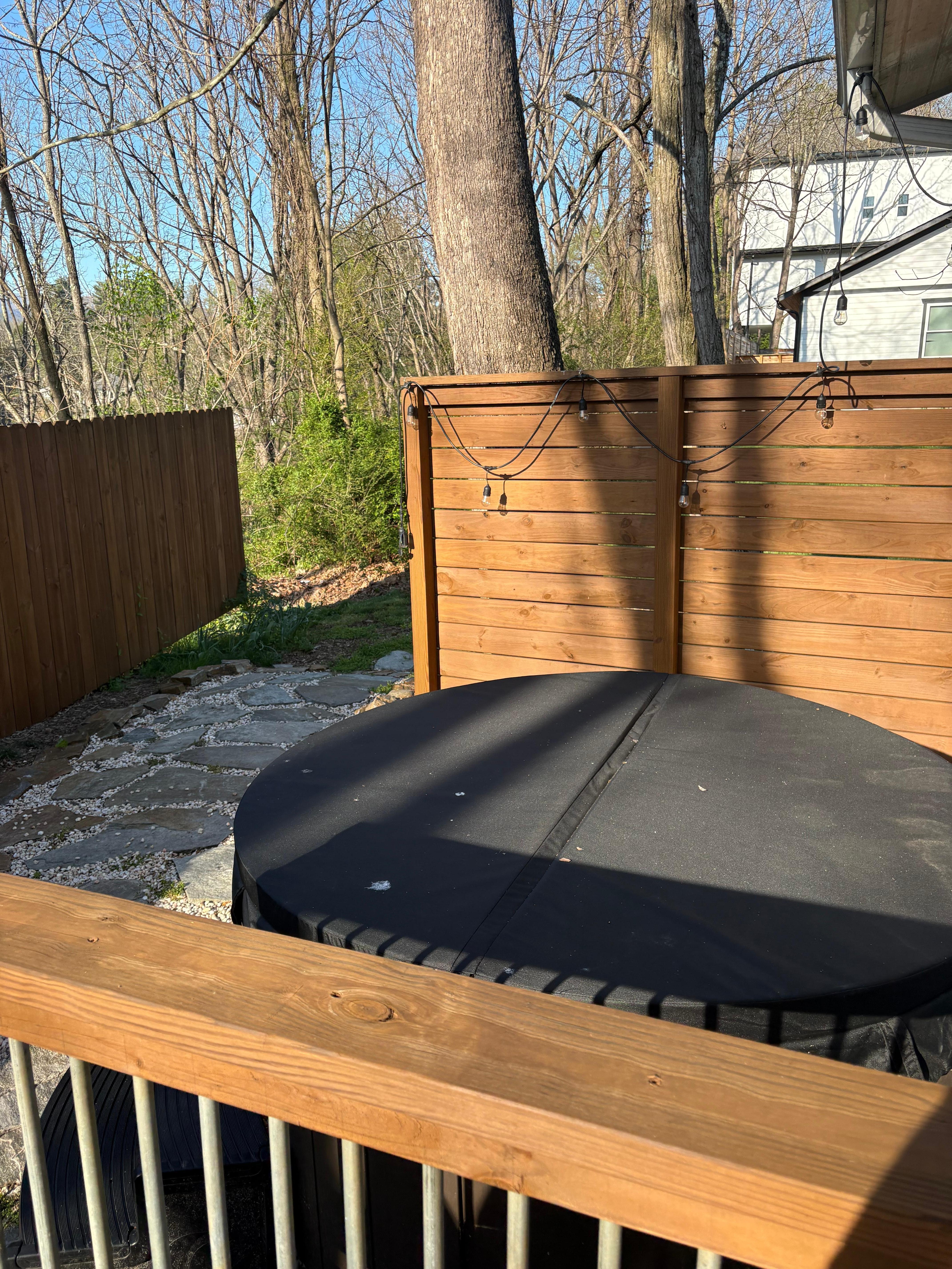 Perfect size hot tub and close to back door