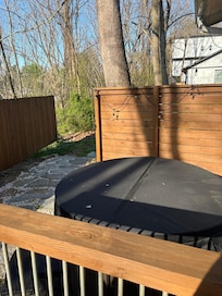 Perfect size hot tub and close to back door