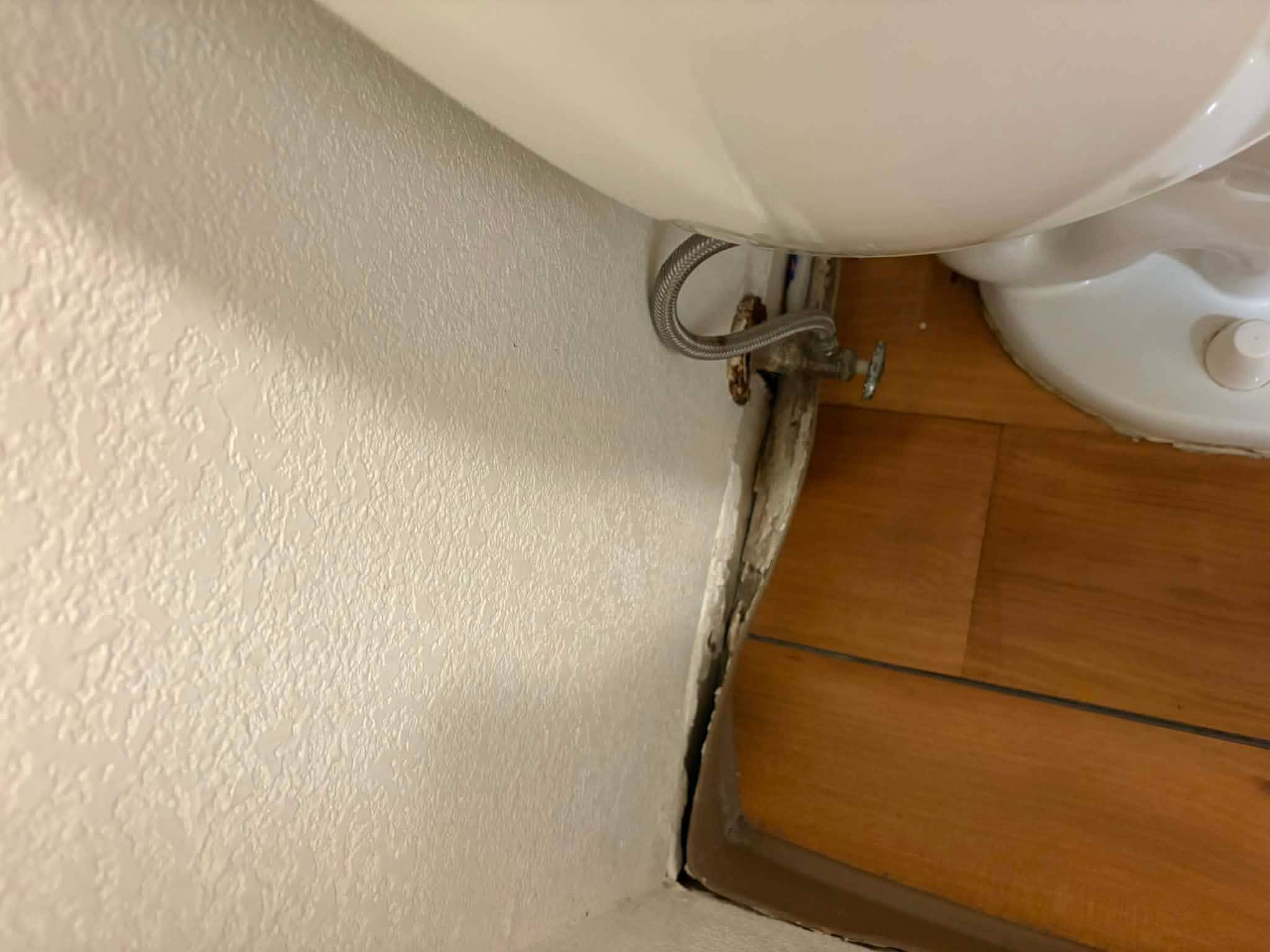 Bathroom base ‘board’ completely peeled away from wall 