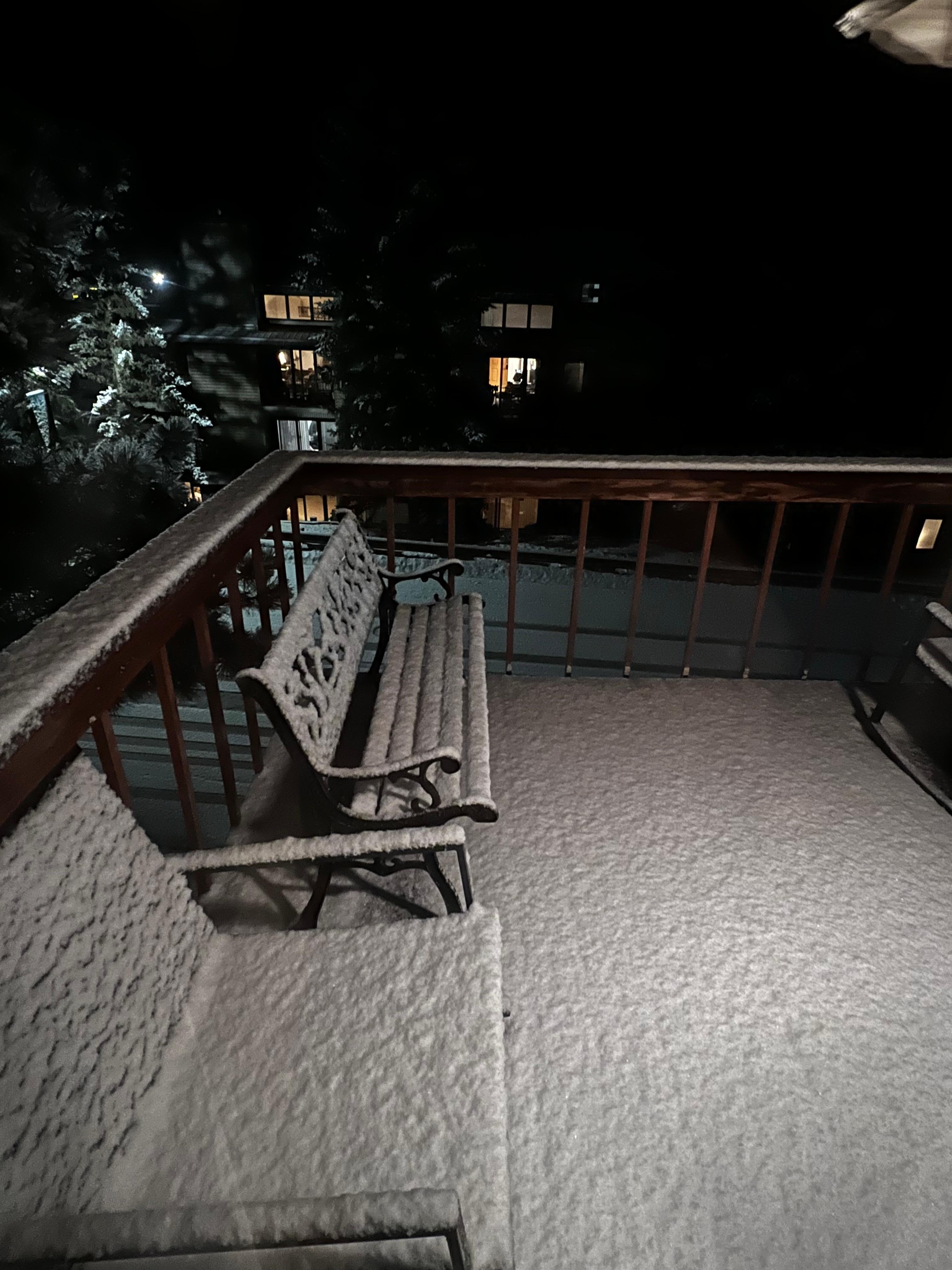 It snowed the night we arrived.  This is a picture of the porch.