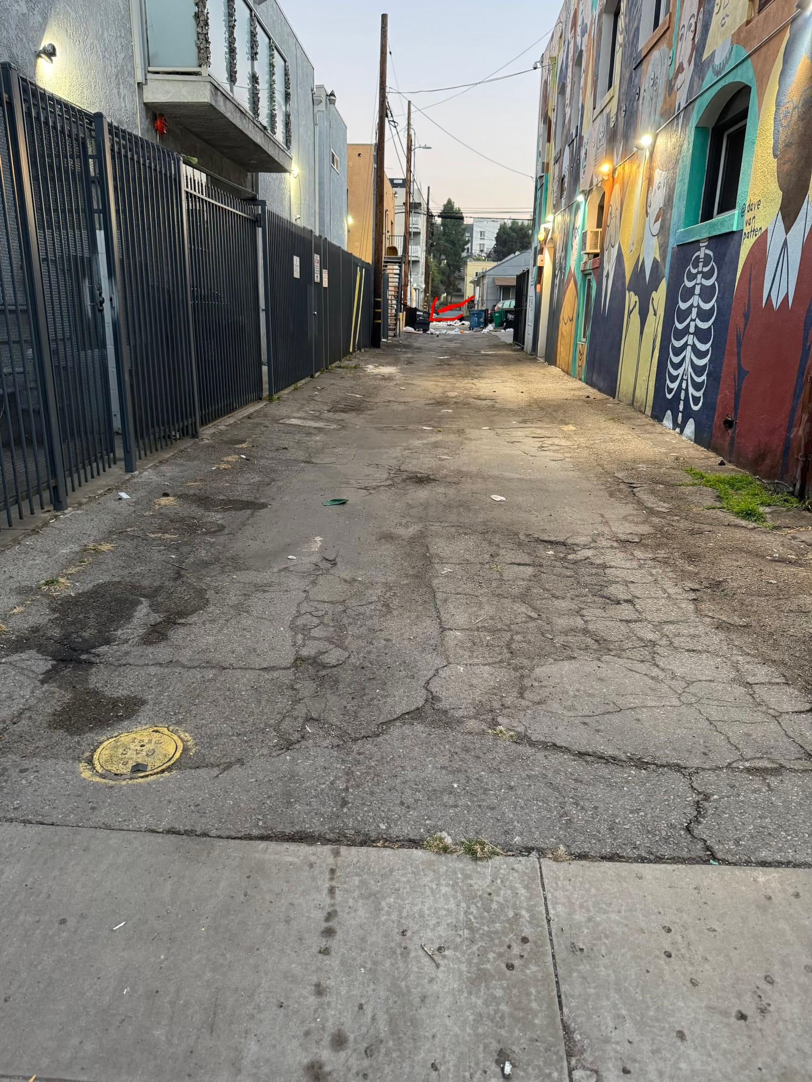 Alley to parking lot zoom in to see what you have to walk through to get to lot 