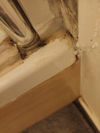 more mould and lime scale at base of screen opening