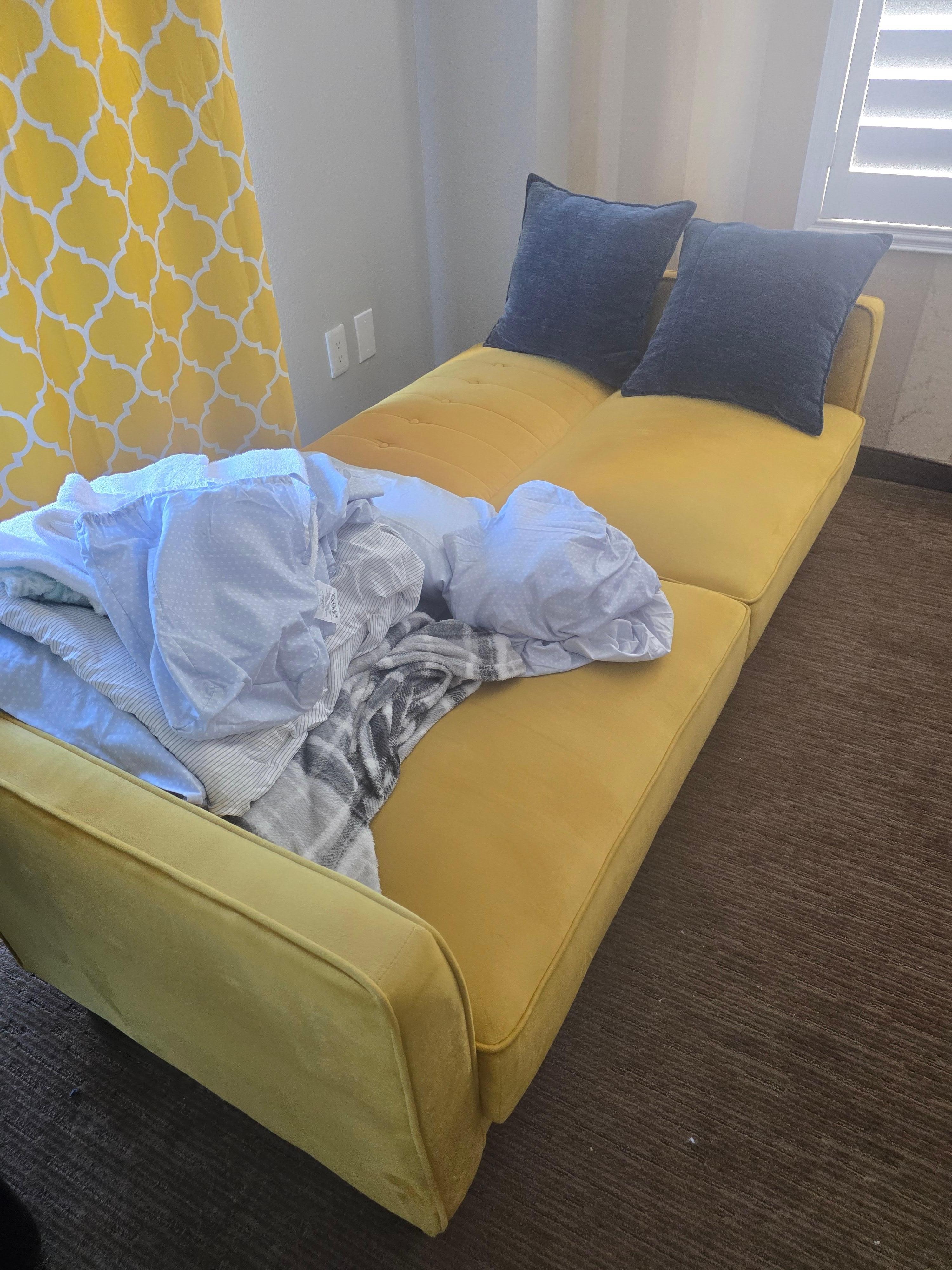 Flip down twin bed.for person. Not for a big person.