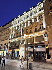 Hotel front at night