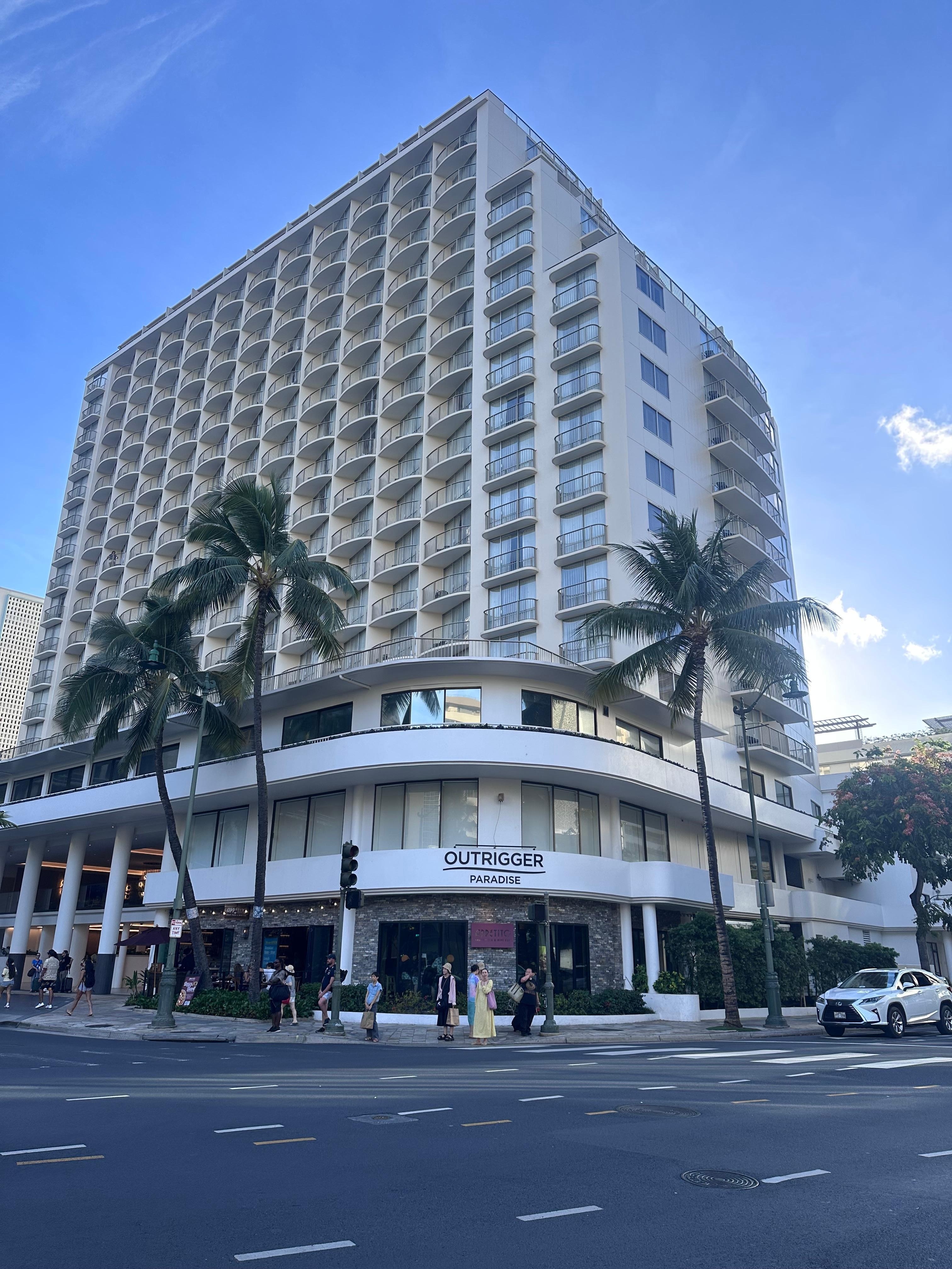 Front corner view of hotel