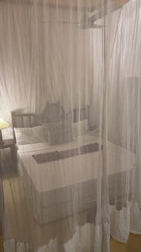 The bed is made up like this every night