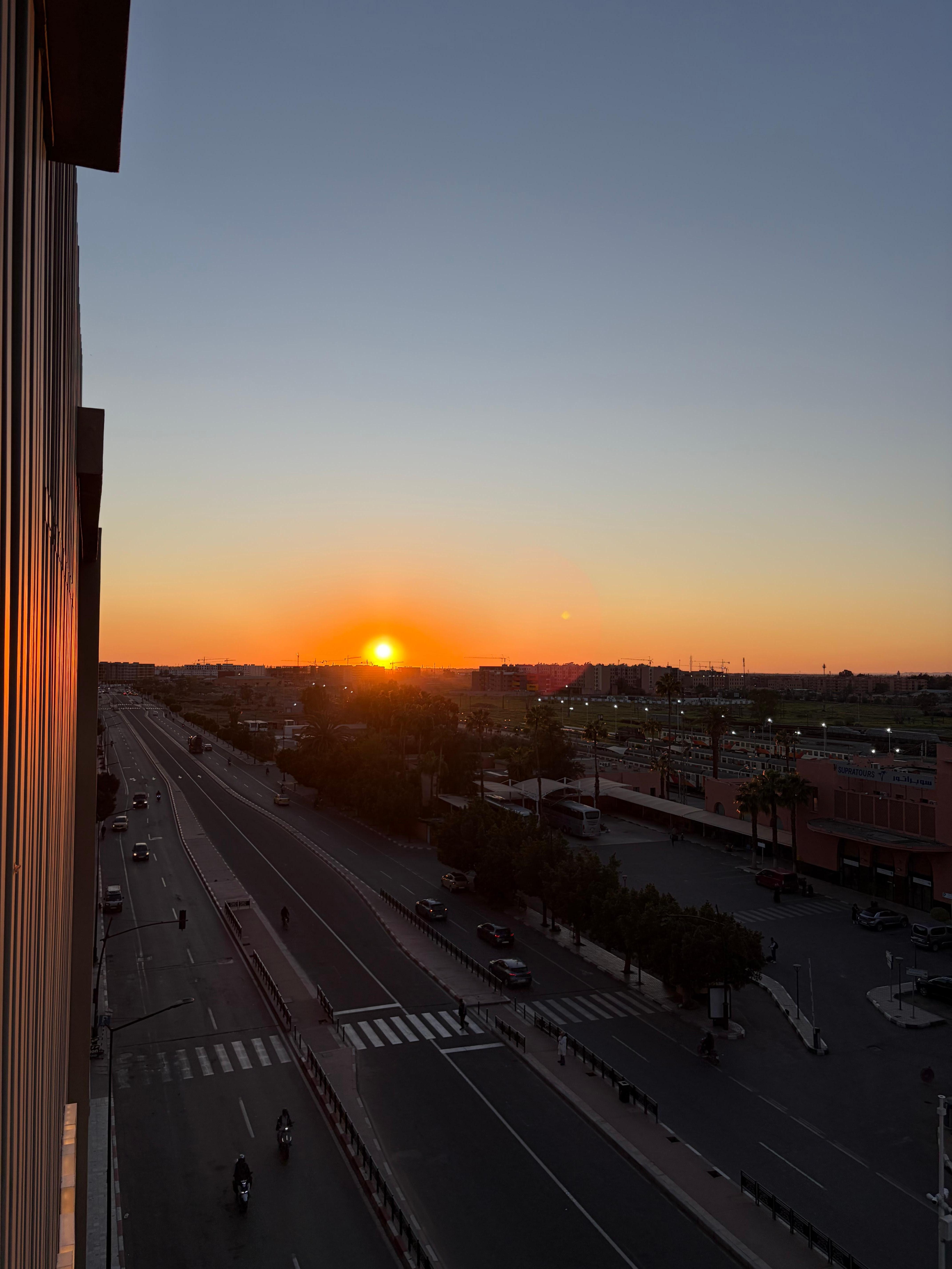 Le coucher de soleil depuis la terrasse 