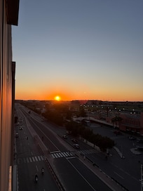 Le coucher de soleil depuis la terrasse