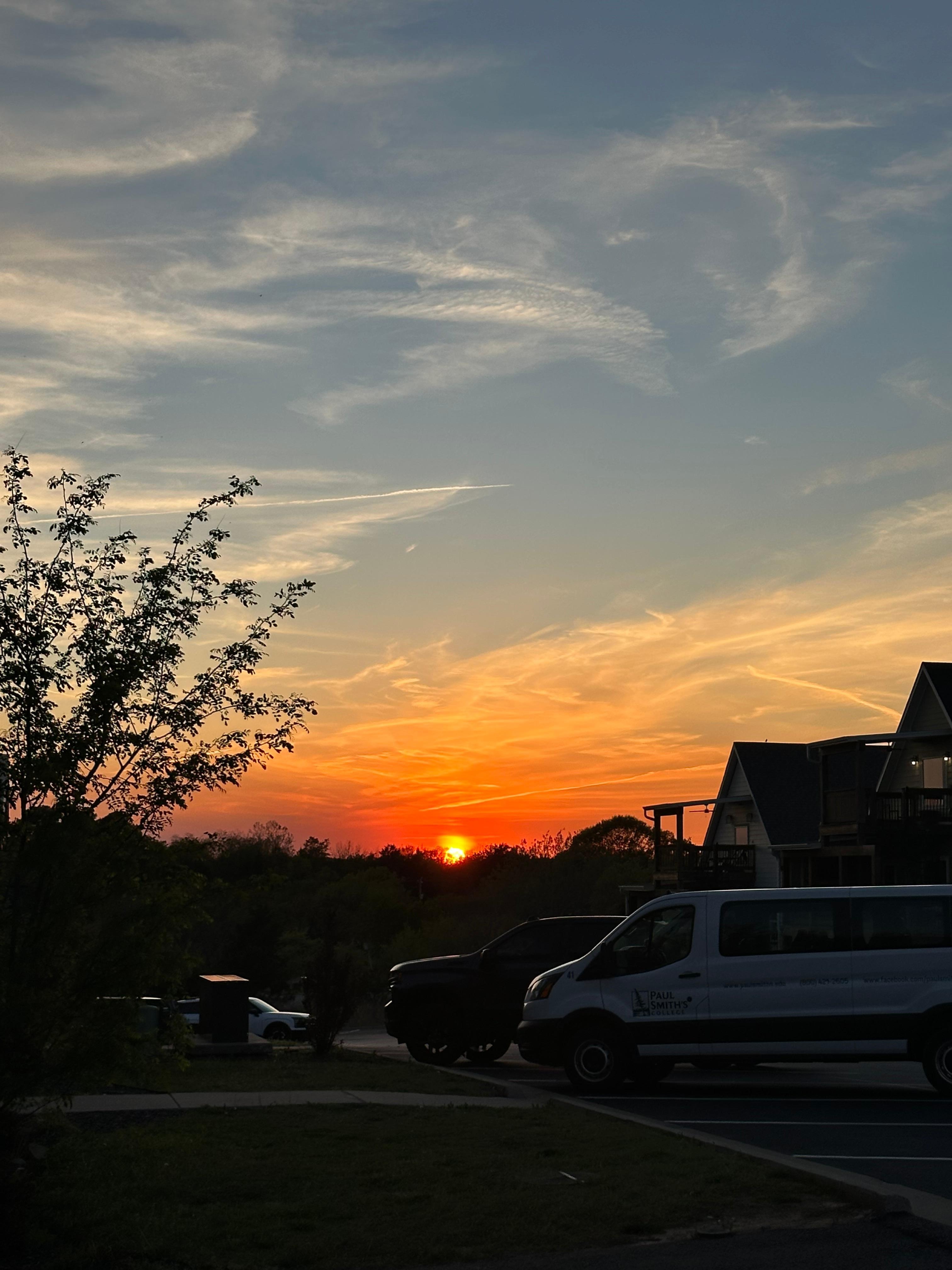 Sunset over the parking lot