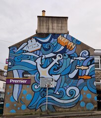 A colourful mural in central Nefyn