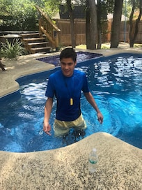 My son enjoying with lovely pool