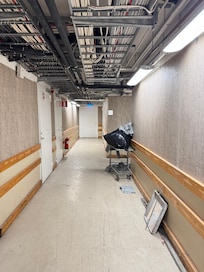 Going to the gym? Take a right out of the elevator, past some rubbish and trash…