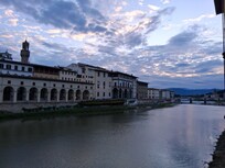 View from the window. That's the Uffizi just across the bridge.