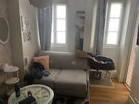 The white superior room. Bathroom on the right side in lower area, bedroom up the spiral stairs.