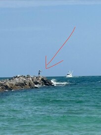 My son fishing the Jetty