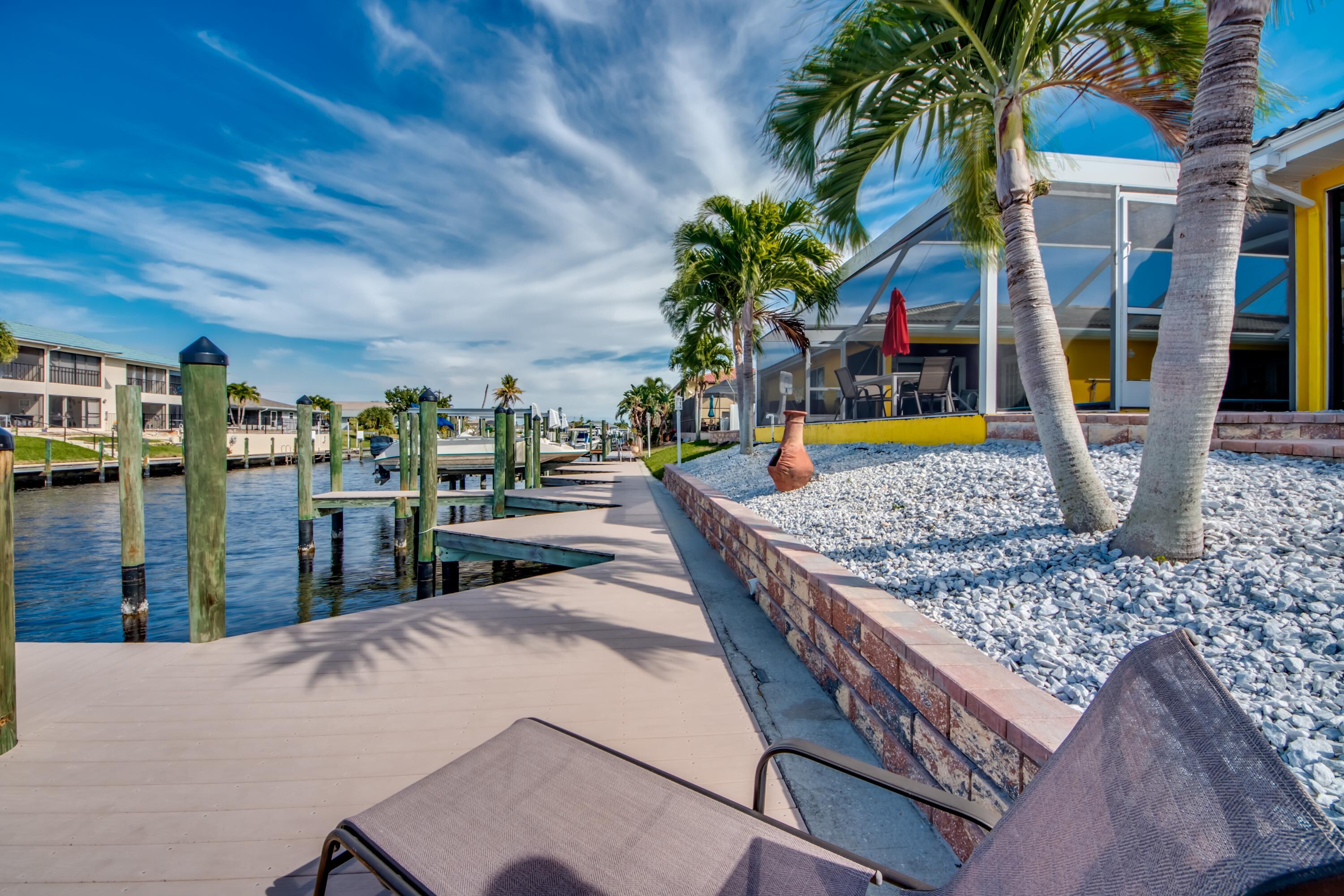 The dock was amazing for early moring coffee and water fun all day long