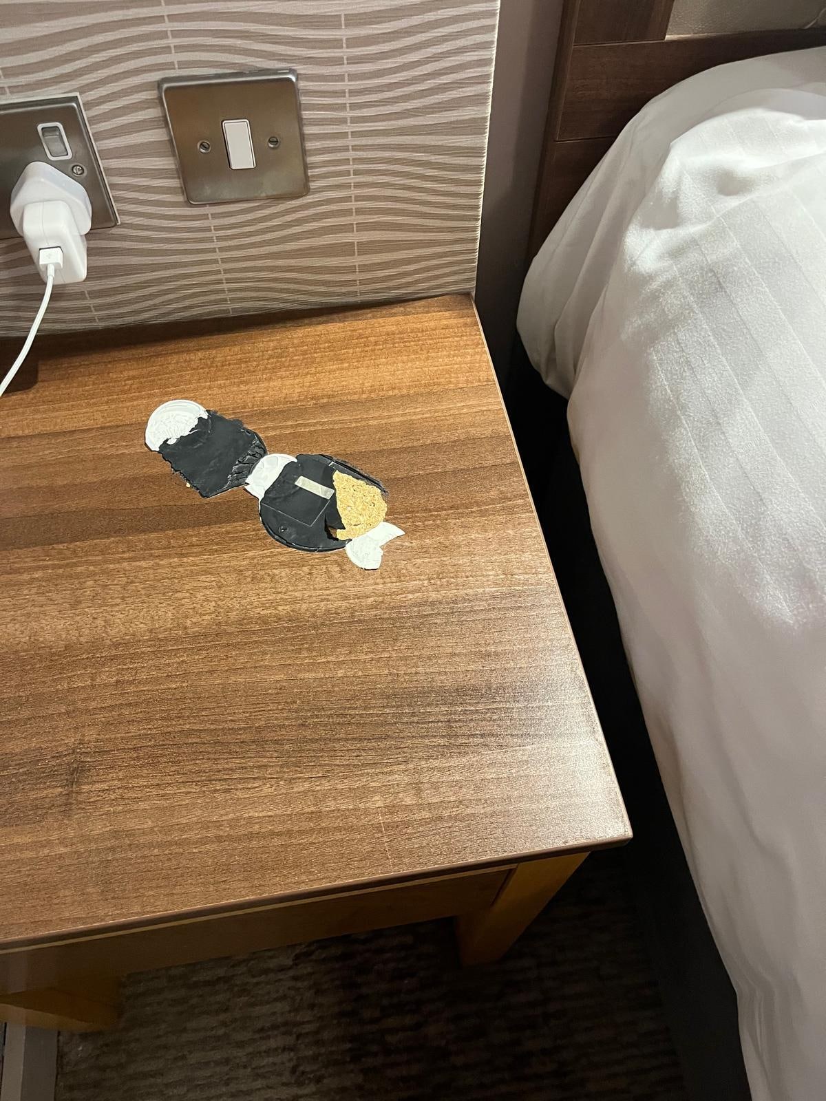 The bedside table -very unsightly 