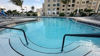 Pool on the property. Construction/repairs are going on to the immediate left in this photo.