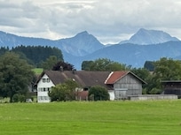 View on the house from the bike path that goes through the fields.