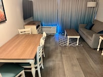 Living room and dining room great area to play games