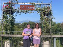 On the bridge overlooking the stream we walked through.