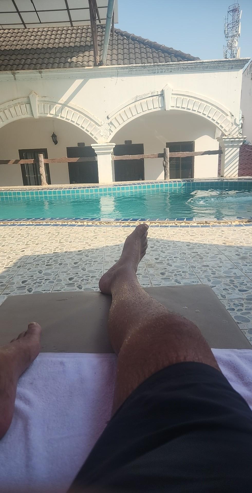 Pool is up a spiral staircase