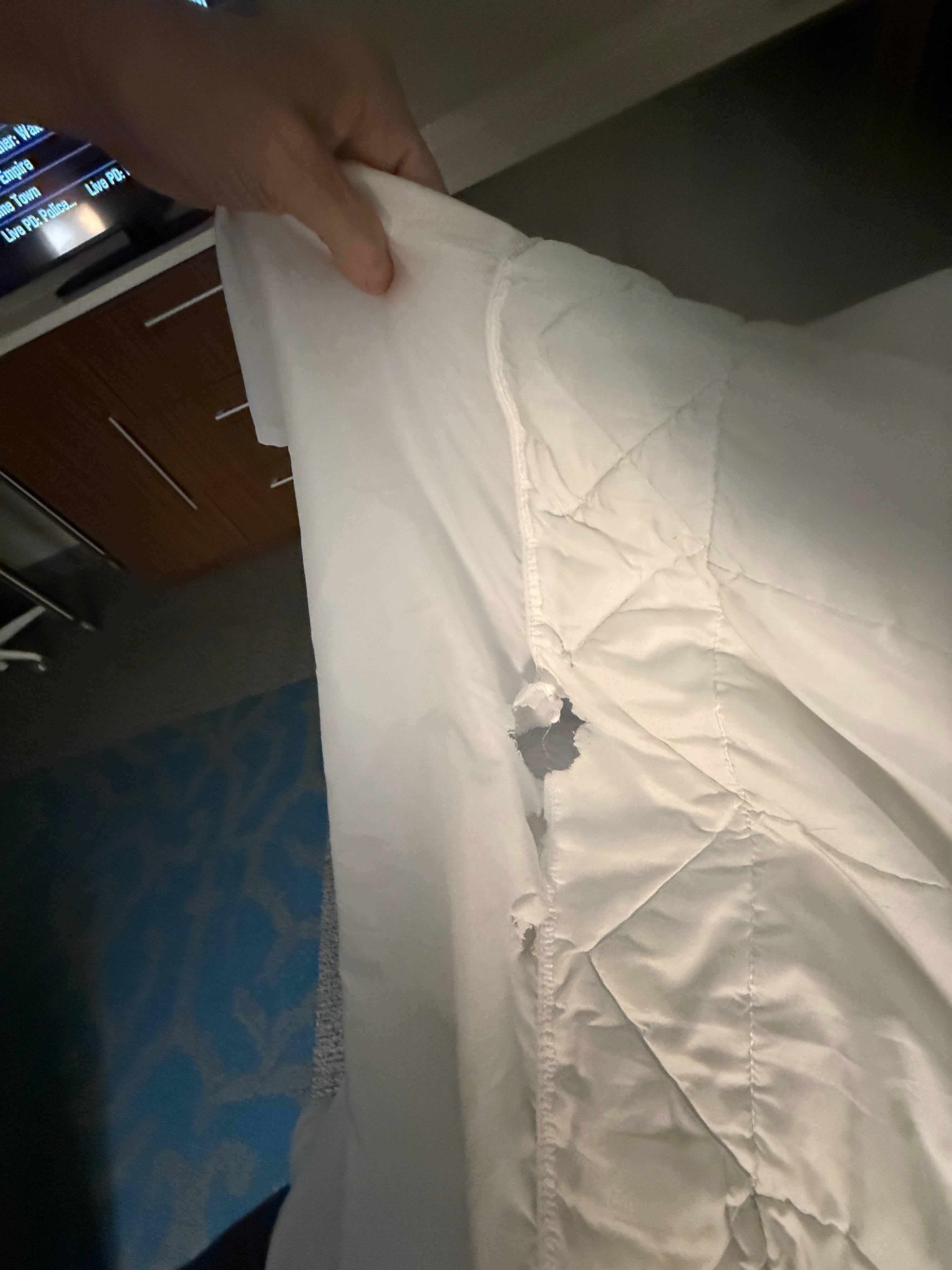 Rips in holes in the sheet