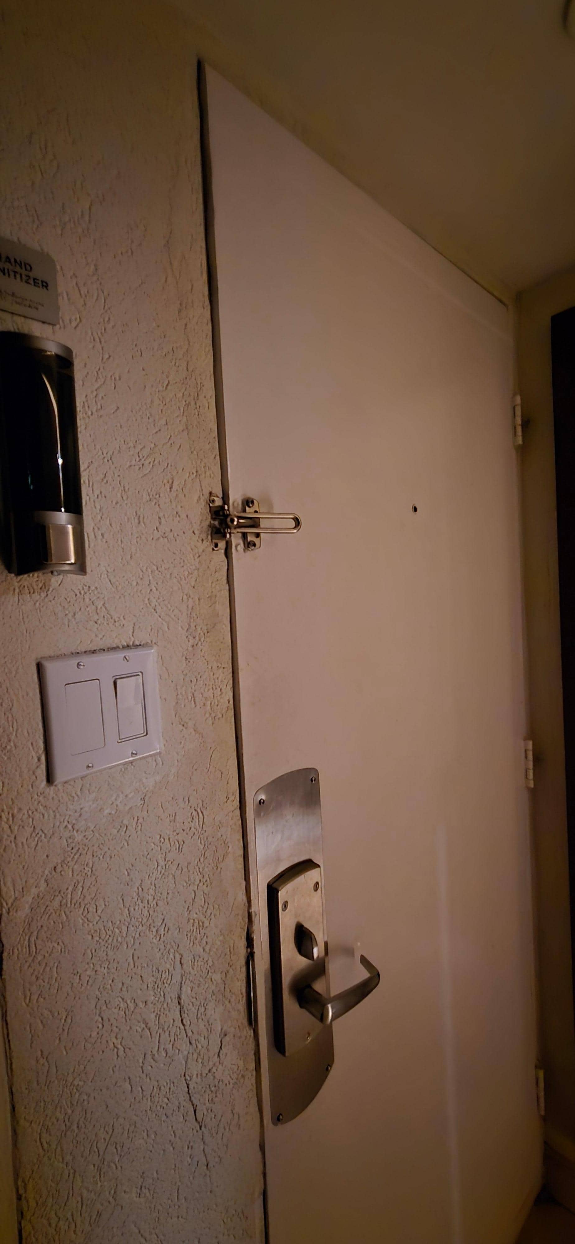 Door didn't close tightly.  When the wind blew you can hear it rattle. 