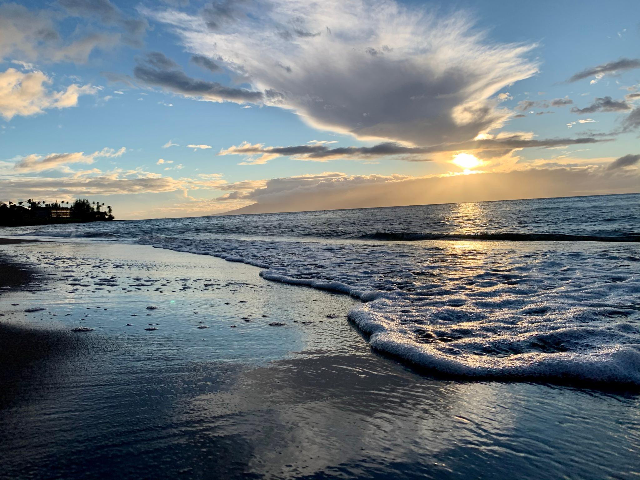 Sunset from the beach at the resort